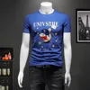 Été 2023 Nouvelle Angleterre Hommes Hauts Mercerisé Coton Tendance T-shirts Manches Courtes Mode Impression Décontracté Col Rond Embroide228G