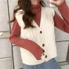 Czysta kolorowa kamizelka bez rękawów Jesień Koreańska wersja damska kurtka swetra w dekolcie Trend 210427