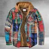 Men Retro Vintage Spring Winter Long Sleeve Plaid Shirt Jacket For Checked Coat Overcoat Hooded Pocket 210928