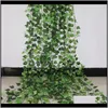 Ghirlande decorative 1 Pz 24 M Casa Foglia artificiale Ghirlanda Piante Vite Fogliame finto Fiori Creeper Green Ivy Wreath Garden Decor Rex8P Qksaf