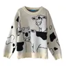 Xuanhao Vintage Casual Lazy Cow Sweater Kvinna Koreanska Harajuku Tröjor Japanska Kawaii Söt Ulzzang Jumpers Drop Ship Y1118