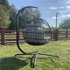 US-amerikanische Swing-Ei-Stuhl-Stand-Innen-Outdoor-Wicker-Rattan-Terrasse-Korb hängender Stuhl mit C-Typ-Halterungskissen und -kissen, grau A53 A05