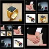 Band Mens Stainless Steel Rings For Men Black Agate Stone Ring Designer Jewelry Drop Delivery 2021 Xoogr