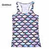 Qickitout toppar sommar kvinnor blouses straplsleeveldigital utskrift avslappnad färg skala flash chip tank toppar damer väst x0507