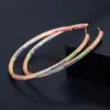 Gorgeous Thin MultiColor Cubic Zirconia Crystal Large Gold Color Loop Hoop Earrings for Women Jewelry Gift CZ576 210714