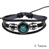 12 Constellation Bracelet Vierge/Sagittaire/Verseau/Scorpion/Balance/Capricorne Bracelets En Cuir Tressé Bracelets Pour Hommes Femmes