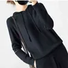 Winter Women Suits Casual Knitted Hooded Sweaters +Two Piece High Waist Wide Leg Pants Clothing Sets 210520