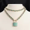 Collier pendentif avec serrure pour femmes, avec timbre, lettre, chaîne de clavicule, bijoux de qualité supérieure, cadeau de fête, 9616132