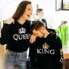 Poshfeel King Queen imprimé couple sweat à capuche Sweat-shirt Lovers Couples Casual Pullovers Gift 211220