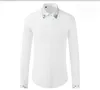 Blå Hav och Stjärnor Kinesisk stil Broderi Shirt Man Märke Design Full Sleeve Elegant Slim Casual Shirts