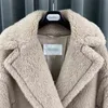 Ladies Teddy Bear Fur Outerwear Camel Wool Loose Winter Warm Thick Medium Length Cashmere High-end Overcoat For Women 211110