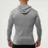 Фитнес мужская бодибилдинг с длинным рукавом с капюшоном футболка мужчина спортивная одежда Slim футболка мужской тренажерный зал тренировки с капюшоном Throggers Tshirt 210421