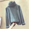 Autumn Winter White Knitted Sweaters Women Korean Warm Turtleneck Long Sleeve Pullover Casual Loose Female Knitwear Jumper 210526