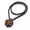 Lion roi pendentif collier sculpté perles de bois hip hop hip hiphop pour hommes femmes bijoux cadeaux fête des pères