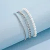 Cavigliere Classico Colore Argento Catena Cubana Bohemian Imitazione Perla Braccialetti alla caviglia per le donne Gioielli cavigliera da spiaggia estiva Donna2271