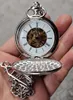 Silver Polished Double Opened Flip Mechanical Pocket Watch