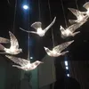 Vliegende vogels acryl glas opknoping hanglamp voor hotel restaurant lobby plafond kunst decoratie kroonluchter verlichting aangepast