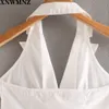 Vintage Pamuk Beyaz Kadın Camis Ince Turn Aşağı Yaka Kadın Üst Moda Kolsuz Tank Top-Aşk Tops 210520