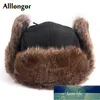 Waterproof Russian Fur Bomber Hat Men Ushanka Winter Warm Faux Fur Ear Flaps Snow Ski Cap Pilot Trapper Soviet Hats Factory 9736175