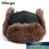 Waterproof Russian Fur Bomber Hat Men Ushanka Winter Warm Faux Fur Ear Flaps Snow Ski Cap Pilot Trapper Soviet Hats Factory 7832794