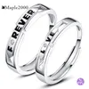 Cluster Rings Couple Ring 925 Sterling Silver Men And Women Korean Adjustable 1 Pair Wedding Fine Set Valentine's Gift