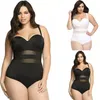 Kobiety Plus Size Siatki Głębokie V Neck Stroje Kąpielowe Seks Swimsuit Krzyż Z powrotem Push Up Kąpiel 210722