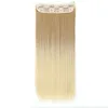 Ombre Synthetic Clip in Hair Extensions One Pieces 5Clips 22Inch Ponytails Straight Hairpieces For Women