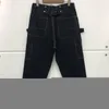 Canvas Heavy Fabric Multi-Pocket Kapital Cargo Pants Men Women Multi-Line Trousers Black Apricot Men's241r