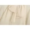 Damesmode chique boog semi-pure chiffon blouses vintage elegante lange mouw losse shirts vrouwelijke causale tops 210520
