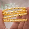 4pcs/lot 24k Gold Color Fine Dubai Wedding Bangles Jewellery Ethiopian Bracelets for Women African Jewelry Party Gifts Q0720