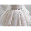 Lace Flower Girl Party Dress Style Champagne Fluffy Ball Gown Performance Evening Kids Clothes 1-10Y E36165 210610