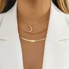 Łańcuchy Tstainless Steel Moda 3 Layer Crescent Moon Charms Chain Choker Naszyjniki Wisiorki Dla Kobiet Biżuteria 2022 Biżuteria