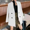 L-5XL Plus La Taille Des Femmes De Haute Qualité Dames Blazer À Double Boutonnage Solide Couleur Lâche Top Manteau Tempérament Bureau Veste Femme 210527