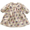 Style coréen 2-7 ans filles coton lâche robe florale enfants mignon tout-match robes décontractées 210508