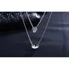 Collier de créateur 925 Sterling Silver Double couches Callarbone Chain CZ Loveheart Pendentif For Women Wedding Party Bijoux Gift2572286506