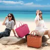 Outdoor Bags Beach Leopard Printed Eva Baskets Women Fashion Capacity Tote Handbags Summer Vacation9764469