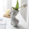Ins body ваза женщина матовая белая керамическая скульптура уникальный современный шикарный дом украшения дома горшок милый минимализм 211215