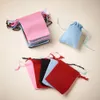 100Pcs Drawstring Velvet Bag Jewelry Gift Packing Pouches Christmas Party Wedding Candy Decoration Bags 5x7cm 7x9cm