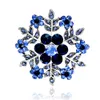 Blaue Steine, Schneeflocken-Design, modische Kristall-Strass-Brosche für Damen, Schal, Schmuck, Accessoires