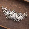 Argento colore fiore perla pettine per capelli fascia accessori da sposa per le donne sposa gioielli tiara 210616