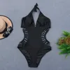 Seksi Beyaz Halter Kesip Bandaj Trikini Yüzmek Mayo Monokini Push Up Brezilyalı Mayo Kadınlar Mayo 210625