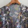 Women Vintage Print Mini Shirts Dress Summer Flare Sleeve V-Neck Sashes Bow Tie es Female Street Elegant vestido 210513