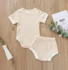 Baby Designer Clothes Boys Summer Clothing Set Candy Plain Article Pit Cotton Suit Girls Romper Triangle Pants 2Pieces Sets Bodysuits Shorts Outfits wmq1280