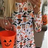 Halloween Clothes Long Sleeve O-Neck Mini Dress Woman Casual Loose Cartoon Print Party Dresses A Line Vintage Vestidos 210507