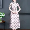 Été Français Vintage Pieds Nus Fée Robe Florale Mode Taille Minceur Longue Swing Robes Sauvage 210514