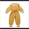 JumpsuitsRomper Baby Clothing Baby Maternity Drop Leverans 2021 Rompers Boy Solid Lace 5 Färger Höst Långärmad Bomull Fold Strap Jumpsui