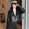 Outerwear Korean Loose PU Biker Jacket Women Chic Streetwear Leather Moto Spring Short Designer Long Sleeve Coat Top 210604
