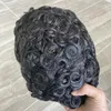 100% Indiase Remy Menselijk Haar 20mm Curl Toupee Skin Base 10x8inch voor Mannen Haarstukken Vervangingen Systeem
