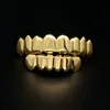 طقم أسنان رجالي ذهبي جريلز مجوهرات هيب هوب عصرية عالية الجودة ثمانية 8 أسنان علوية ستة 6 شوايات سفلية