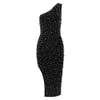 Women Sexy One Shoulder Beading Bodycon Bandage Dress Jag Designer Summer Chic Evening Celebrity Party Vestido 210527